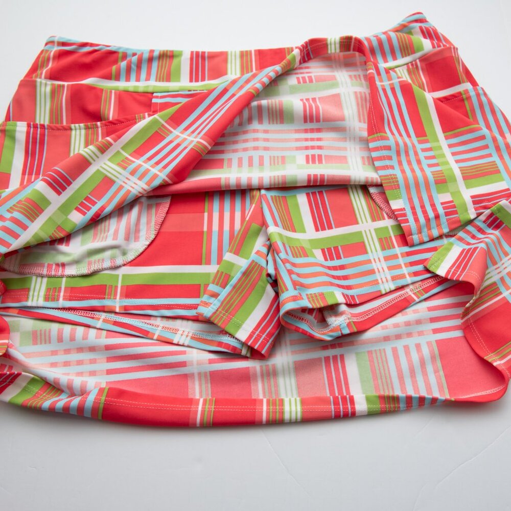 Jude Connally Sonia Skort Plaid Multicolor Coral Pink, Blue, Green, White XL - Picture 5 of 6